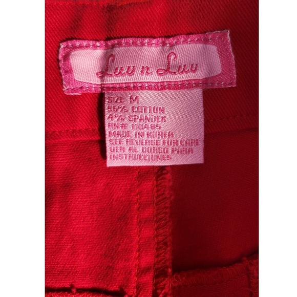 Y2K Luan n Luu Red Mini Skirt Y2K Low Rise Zipper Pockets Cotton Blend M - Picture 3 of 6